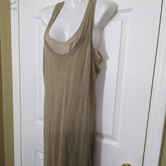 Brochu Walker RARE Layered Linen Tan Sleeveless Sweater Maxi Dress - size S - Picture 5 of 15